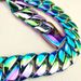 Rainbow Color Vacuum Plating 316L Stainless Steel Width 32mm Very Heavy 40-55cm Big Necklace_ipsvogv.com