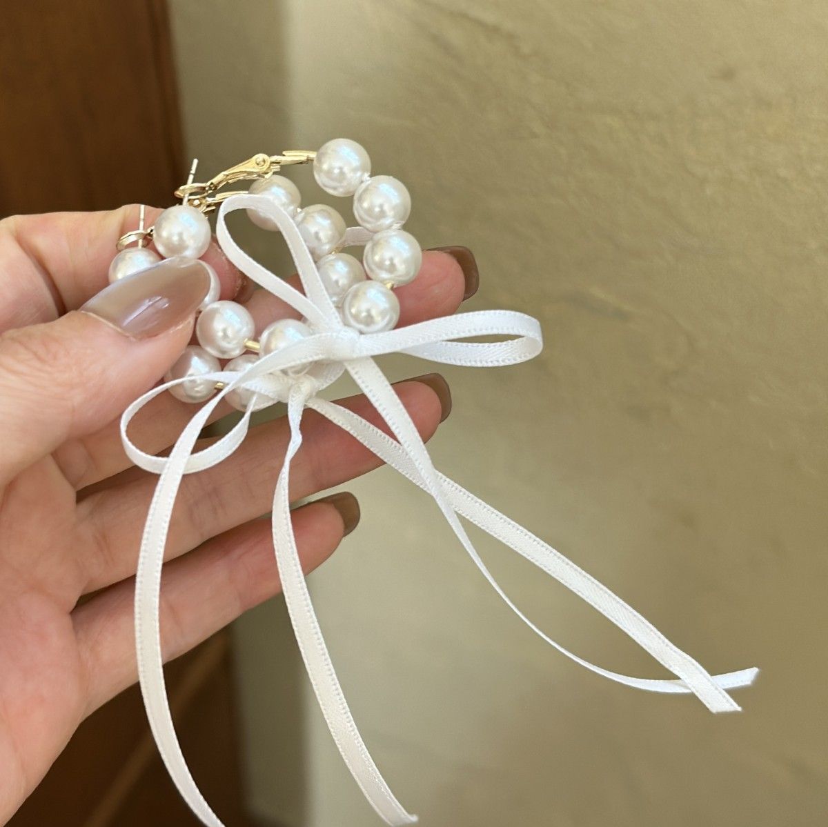 Korean INS Sweet Cool Style Ribbon Bow Heart Double Layer Pearl Necklace For Women Unique Design Clavicle Chain Trend~_ipsvogv.com