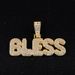 Hip Hop Shiny Cuban Chain Exaggerated Letter Graphic Full Diamond Pendant Necklace_ipsvogv.com