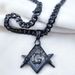 Rhinestone Pendant Necklace 9mm Width Black Mens Women Freemasonry Masonic Mason Stainless Steel_ipsvogv.com
