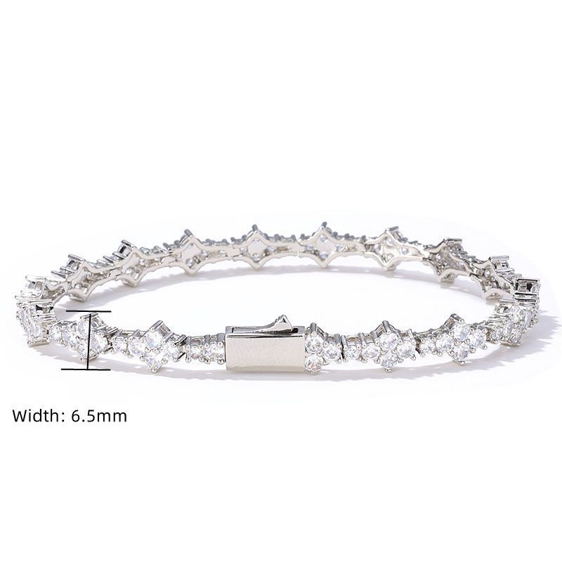 Men's Jewelry Hip Hop Full Diamond Zircon Necklace Jewelry Men's Trendy Brand Single Row Chain Personality Bracelet Set Accessories_ipsvogv.com