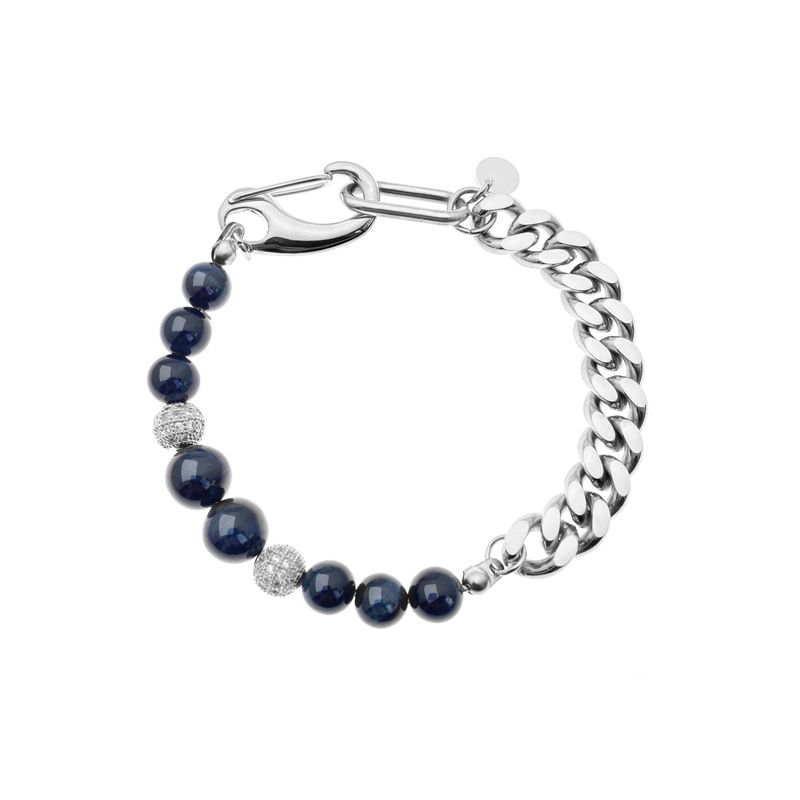 Men's And Women's Hip Hop Trend Brand Ins Style Adjustable Length Tiger Eye Stone Obsidian Cuban Chain Splicing Bracelet_ipsvogv.com