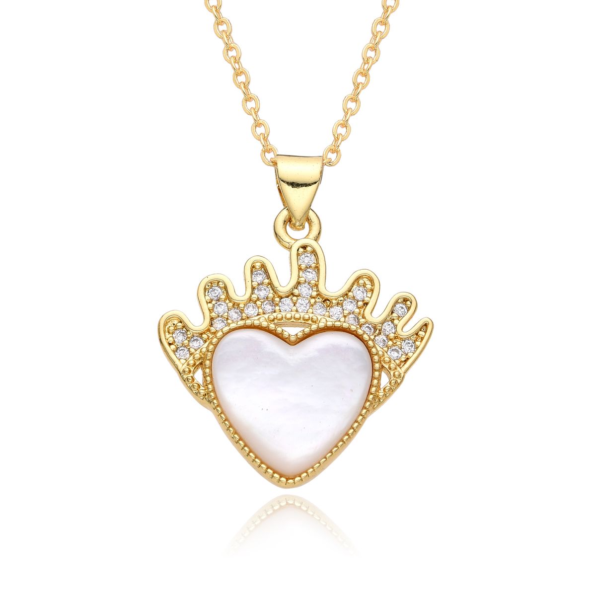 Copper Plated Gold Micro Inlaid Zircon Light Luxury Cold Style Niche Love Heart Pendant Necklace_ipsvogv.com
