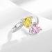 High End Design, Sweet Pink Yellow Diamond Zircon Heart Ring, Women's Light Luxury, Niche, Adjustable Index Finger Ring_ipsvogv.com