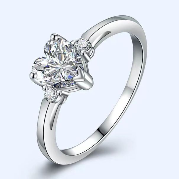 Heart-Shaped Moissanite Ring - 8 Hearts & 8 Arrows White Gold Plated Women's Jewelry_ipsvogv.com
