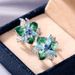 Cao Shi's New Green Enamel Flower Earrings With Dropped Zircon Ear Buckle_ipsvogv.com
