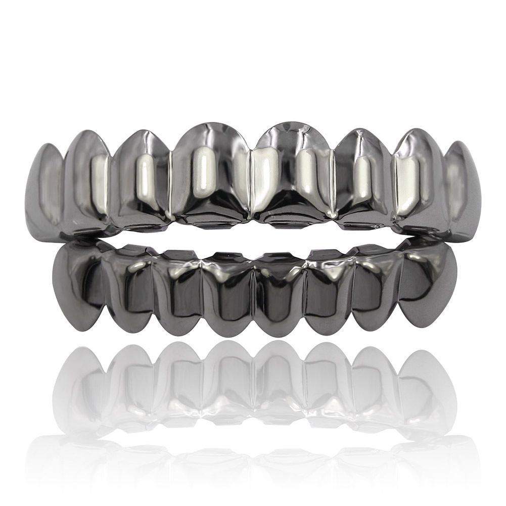 HIPHOP Hip Hop Gold Upper Lower Teeth, 8 Smooth Teeth Set_ipsvogv.com