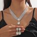 Water Drop Crystal Necklace Earrings Bracelet Set Three Piece Set Full Diamond Clavicle Chain Evening Dress Necklace_ipsvogv.com