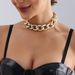 Punk Style Metal Striped Chain Necklace, Hip Hop Simple Personality Geometric Thick Necklace Women_ipsvogv.com