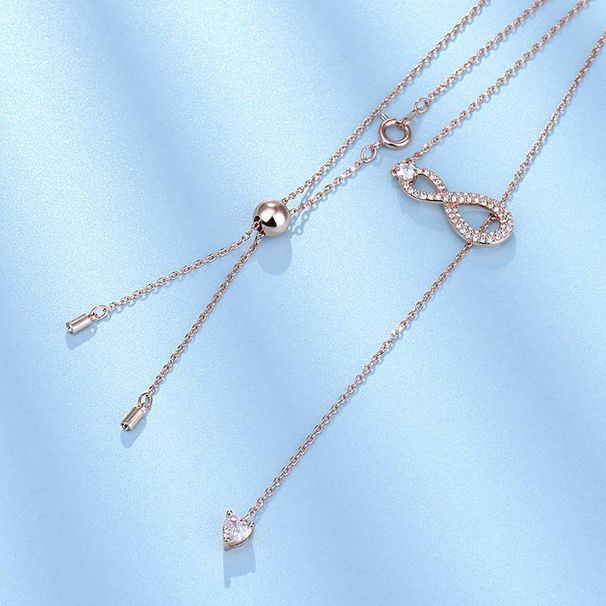 Eternal Love Necklace Women Rose Gold Inlaid With Full Diamonds Niche Design Crystal Element Clavicle Chain_ipsvogv.com