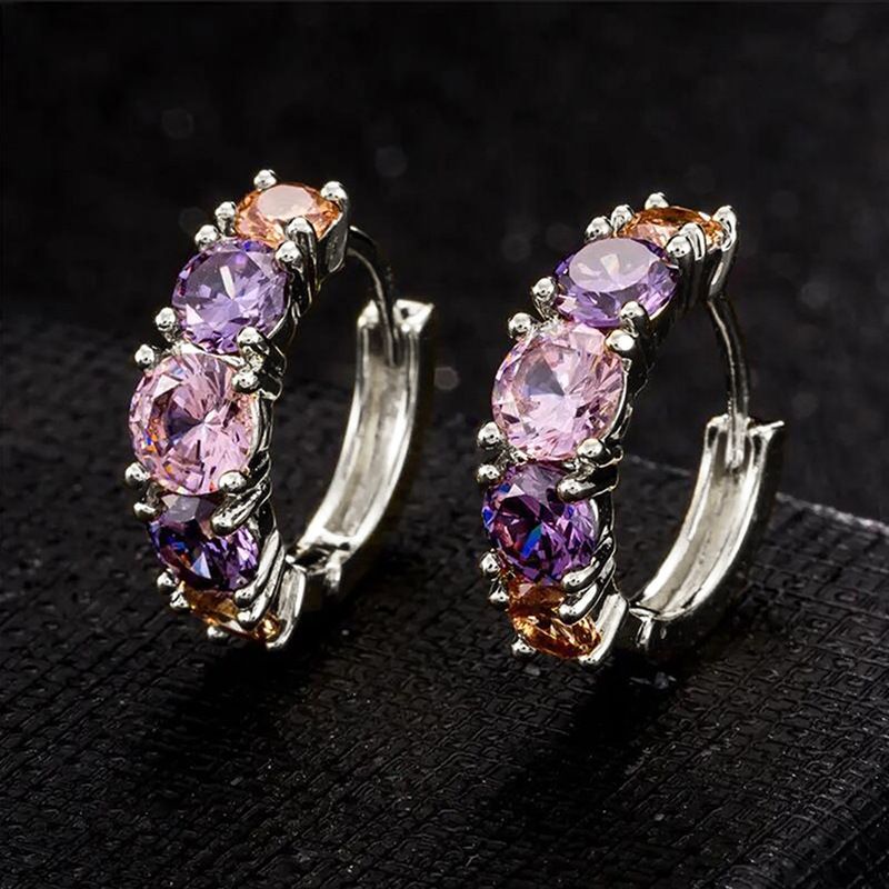 Cao Shi With Multi Colored Zircon Splicing Earrings, Fashionable Socialite High-end Earrings_ipsvogv.com