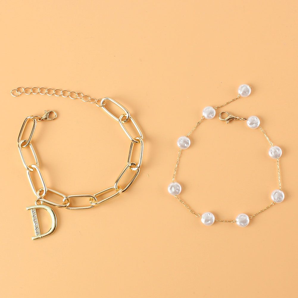Jewelry Temperamental Cold Style Letter Pendant Bracelet Hip Hop Punk Style Pearl Hand Jewelry_ipsvogv.com