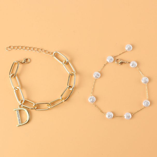 Jewelry Temperamental Cold Style Letter Pendant Bracelet Hip Hop Punk Style Pearl Hand Jewelry_ipsvogv.com