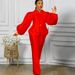 Women's Clothing solid color puff sleeve top wide leg trousers two piece suit women's fashion suit_ipsvogv.com