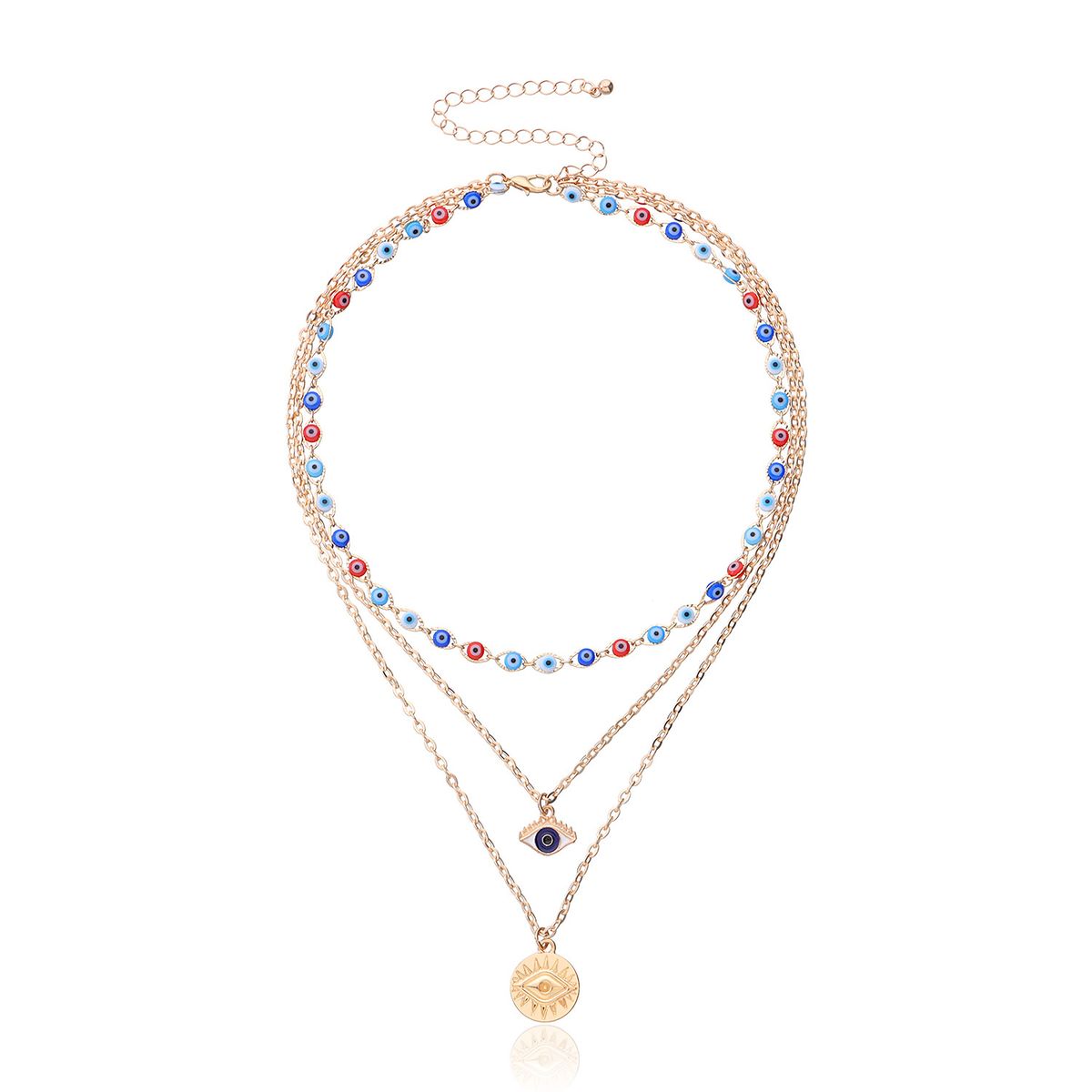 New multi layer devil eye pendant necklace for women Fashionable and exaggerated trendy eye necklace_ipsvogv.com