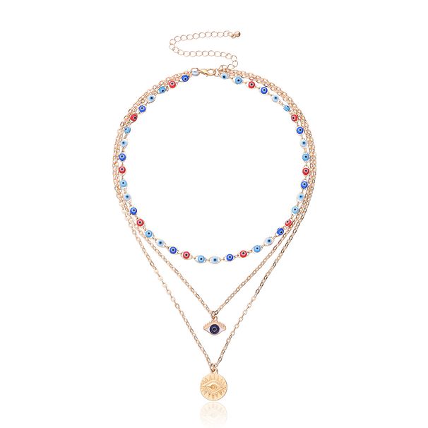 New multi layer devil eye pendant necklace for women Fashionable and exaggerated trendy eye necklace_ipsvogv.com