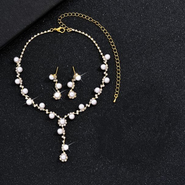 Pearl Necklace And Earrings Light Luxury Clavicle Chain High-end Sense Temperament Jewelry Two-piece Set_ipsvogv.com
