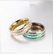 Titanium steel rainbow double row diamond ring Colorful white diamond ladies pinky ring Korean version female ring_ipsvogv.com