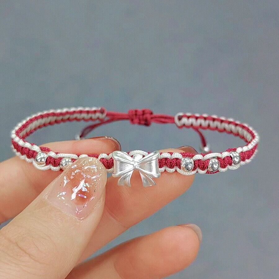 Sweet Bow, Hand Rope, Red Rope Bracelet, Girl's Heart, Woven Handmade, Versatile, Niche, Light Luxury, Best Friend,_ipsvogv.com