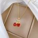 Fruit 【 】 Red Cherry Fashionable Light Luxury Temperament Gorgeous Full Diamond Necklace Women's Versatile Clavicle 【 】_ipsvogv.com