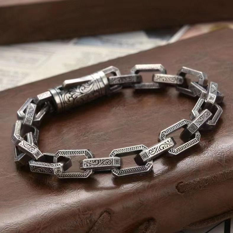 wz1166 High-End Rattan Grass Pattern For Men, Unique Simple Jewelry, Korean Style Hip-Hop Niche Design Bracelet_ipsvogv.com