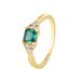 French Cross Border Exclusive Personalized Retro Engagement Ring Female Gold Plated Inlaid Square Green Zircon Ring_ipsvogv.com