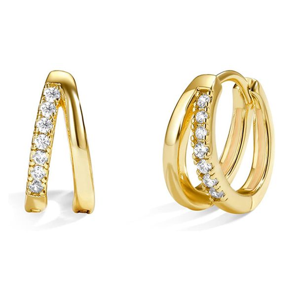 Women's Jewelry 925 Silver Double Earrings Zircon Ear Clip A Type Symmetrical Earrings_ipsvogv.com