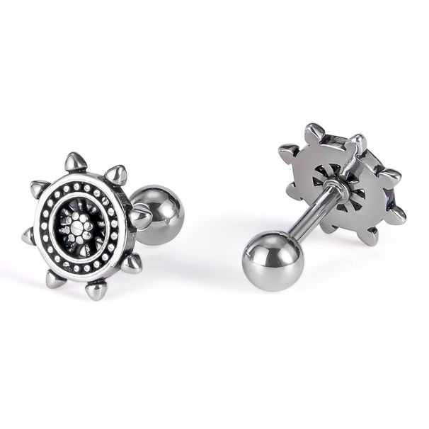 Men's Jewelry Personalized Fashion Earrings Stainless Steel Trendy Versatile Design Rudder Men And Women Same Style Earrings_ipsvogv.com