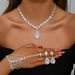 Women’s Jewelry Set Fashion Wedding Bridal Jewelry Set Necklace Earrings Bracelet Three Piece Set Full Diamond Flower Multi Color Set_ipsvogv.com