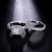 Diamond Studded Fashion Luxury High End Design Engagement Wedding Couple Combination Square Diamond Ring_ipsvogv.com