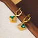 Diamond inlaid emerald with a high-end feel, light luxury, gold earrings for women's Instagram style_ipsvogv.com