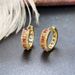 Cao Shi ins New Fashion niche Colorful Zircon Buckle Women's Brass Gold Plated Simple Ear Ring_ipsvogv.com