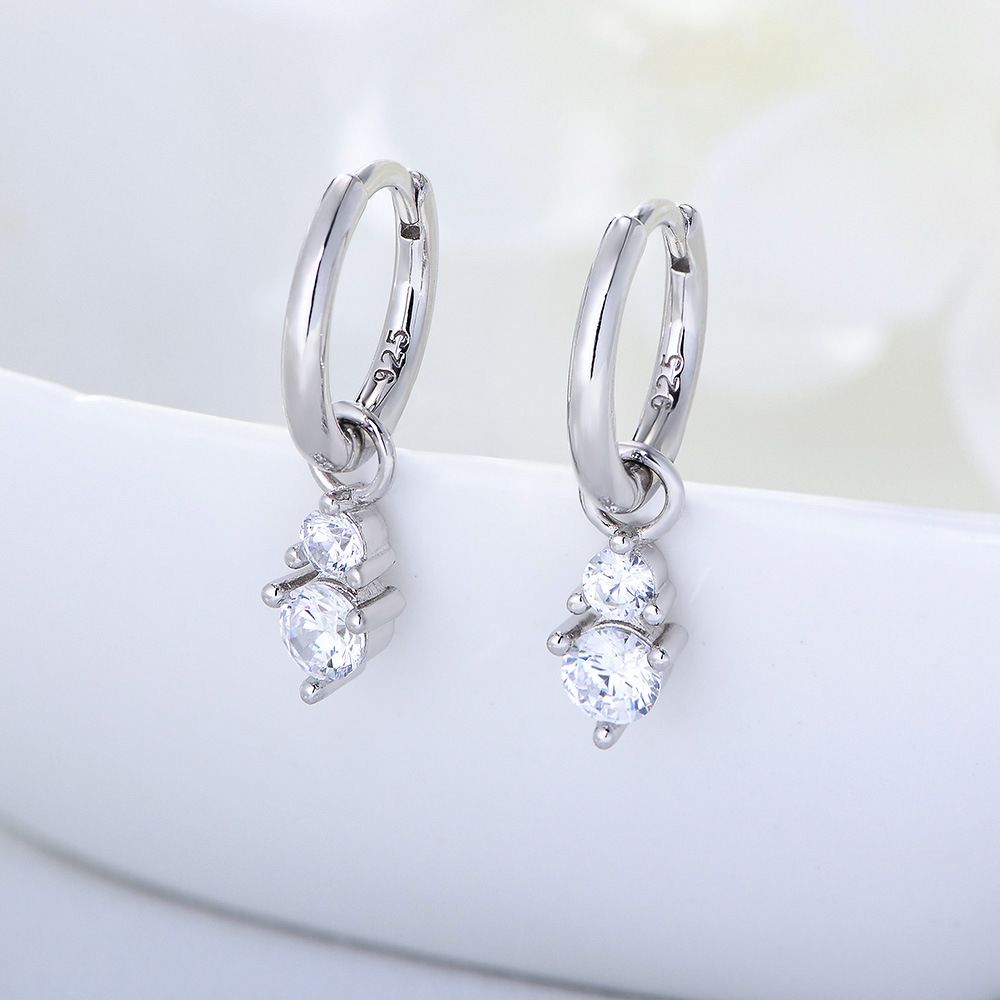 New S925 Sterling Silver Earrings, Small And Personalized Zircon Earrings, European And American Ins Style, Elegant Ladies' Silver Earrings_ipsvogv.com