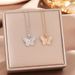 New Micro Inlaid Zirconia Butterfly Pendant Titanium Steel Necklace For Women, Simple And Cold Style Clavicle Chain_ipsvogv.com