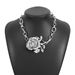 N12161ZA Heavy Industry Exaggerated Three Dimensional Metal Style Clavicle Chain Sweet Cool Rose Blossom Pendant_ipsvogv.com