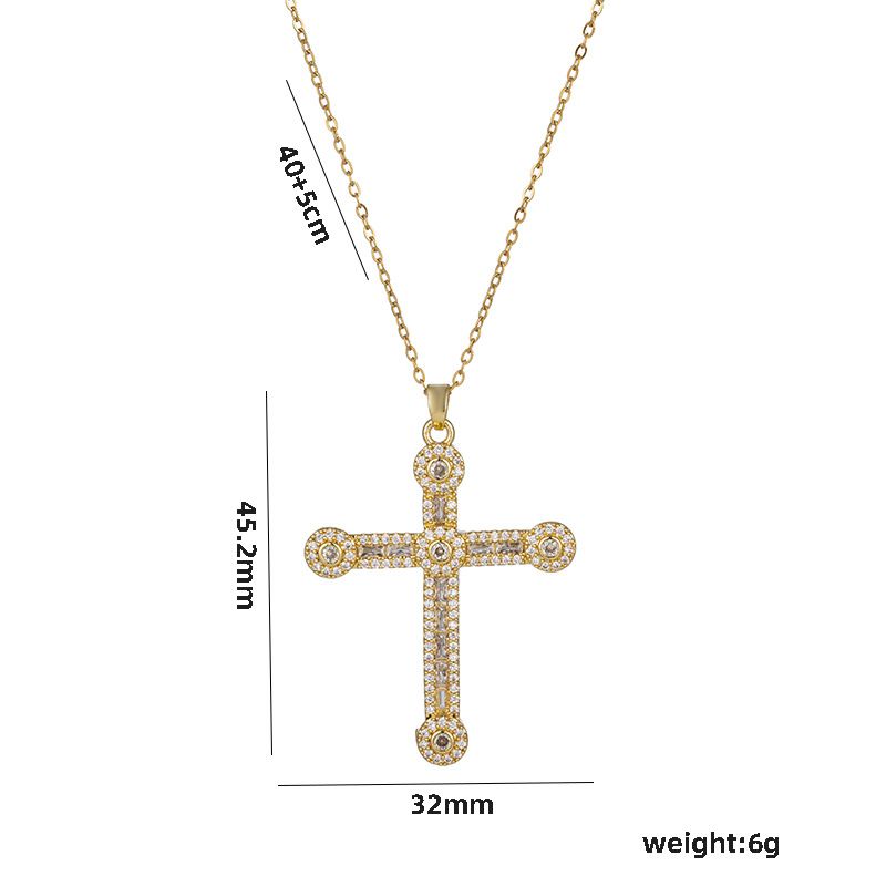 Jewelry Personality Hip-hop Necklace Versatile Full Diamond Cross Sweater Chain_ipsvogv.com