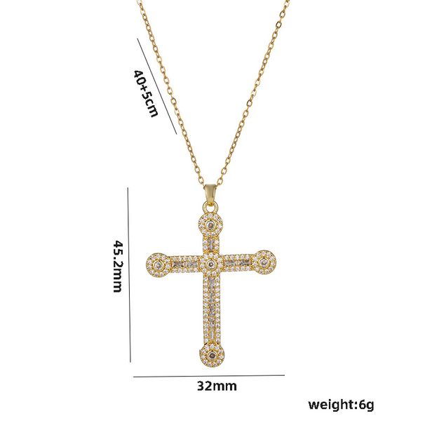 Jewelry Personality Hip-hop Necklace Versatile Full Diamond Cross Sweater Chain_ipsvogv.com