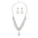Elegant Bridal Jewelry Set - Silver Pearl & Diamond Necklace & Earrings (Wedding Accessories, Water Diamond Design)_ipsvogv.com