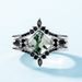 Geometric natural water grass agate ring S925 silver inlaid green moss stone stacking ring one multi wear_ipsvogv.com