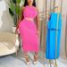 Women's Clothing new fashion casual vest high waist hip long skirt letter webbing casual two-piece suit_ipsvogv.com