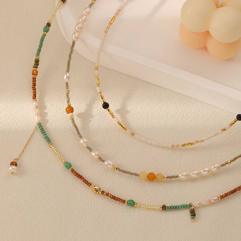Women's Jewelry Niche Stacking Millet Beads Colorful Beaded Necklace Versatile Fashion Personality Freshwater Pearl Starry Sky Necklace_ipsvogv.com