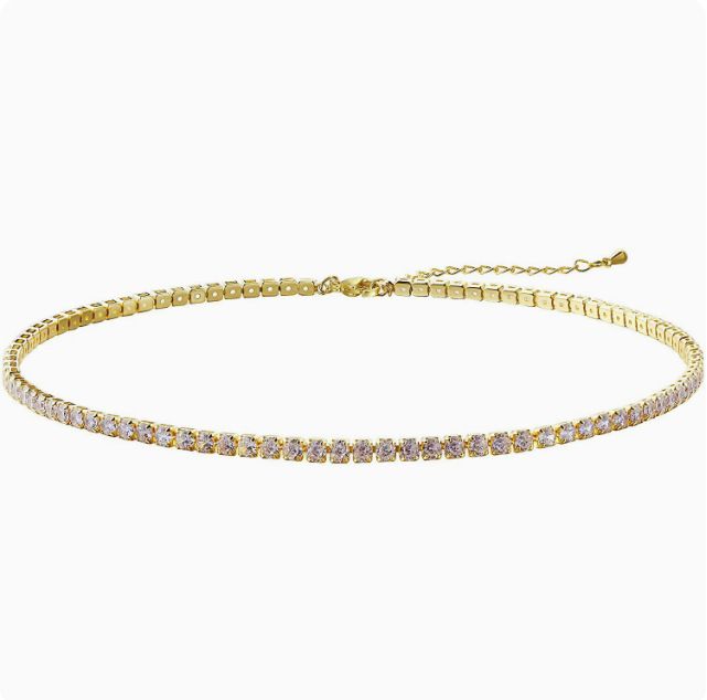 Trendy Hip-Hop Zircon Necklace For Women, Clavicle Full Tennis Chain, Choker, Inlaid Diamond Collar_ipsvogv.com