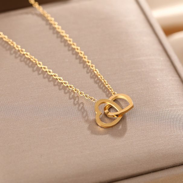 Double Ring Love Titanium Steel Necklace For Women, Light Luxury, Niche Design, Exquisite Necklace, Ins Cool Style_ipsvogv.com