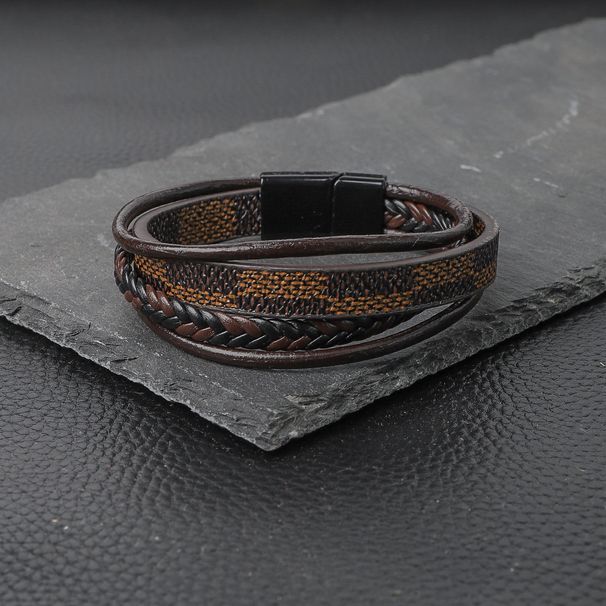Casual Solid Color Pu Leather Men's Wristband_ipsvogv.com