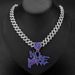 Explosive Purple NOLOVE Exaggerated Heart Crack Full Letter Pendant Diamond Cuban Necklace_ipsvogv.com