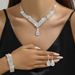 Wedding Necklace Earrings Bracelet Jewelry Luxurious Rhinestone High-end Bride Chain Set_ipsvogv.com