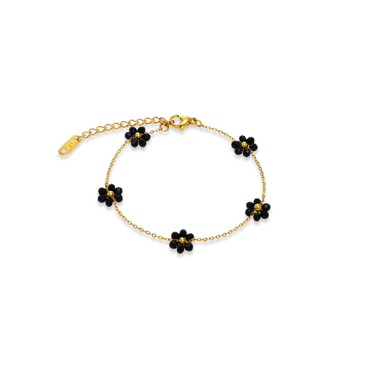 Spot Fashion Titanium Steel Black Daisy Flower Bracelet Necklace Waist Chain Anklet Set_ipsvogv.com