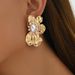 Metal Flower Inlaid Pearl Design Earrings For Women All Match High End Earrings Trendy Earrings_ipsvogv.com