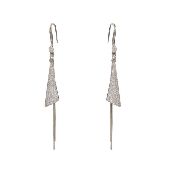French Style Fashion Light Luxury Micro Inlaid Zircon Triangle Long Tassel Ear Hook Personality Exquisite Versatile_ipsvogv.com