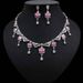 Banquet Accessories Noble Luxury Geometric Irregular Zircon Pendant Necklace Earring Set_ipsvogv.com